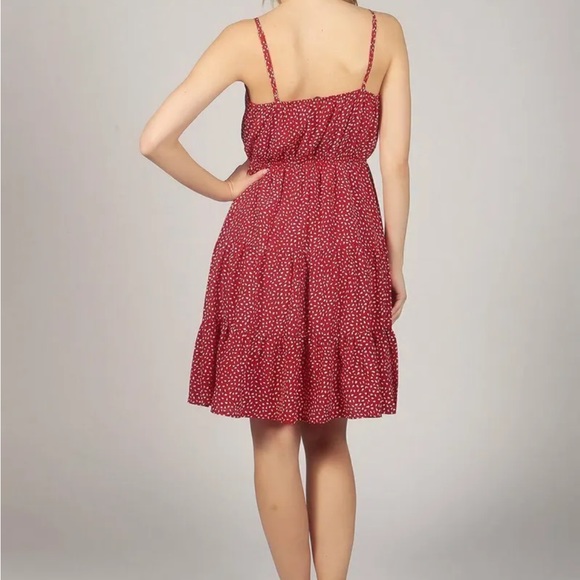 TENKI London Strappy Water Drop Tier Ruffle Dress Red Sizes 14 16 - Picture 2 of 2